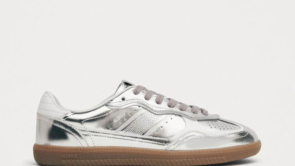 Alohas Tb 490 Rife Shimmer Silver Cream Leather Sneakers - Black
