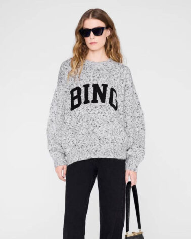 Anine Bing Sydney Crew Sweater Bing in Marled White