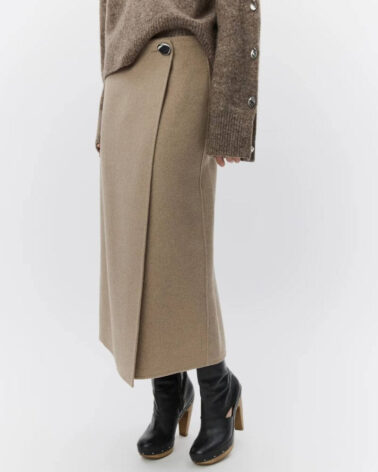 Day Birger Pepper Double Faced Wool Skirt in Beige