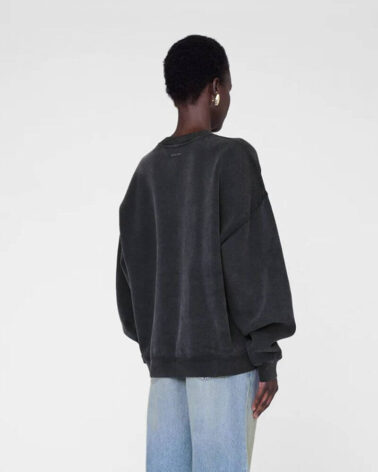 Anine Bing Miles Sweatshirt Leopard in Washed Black