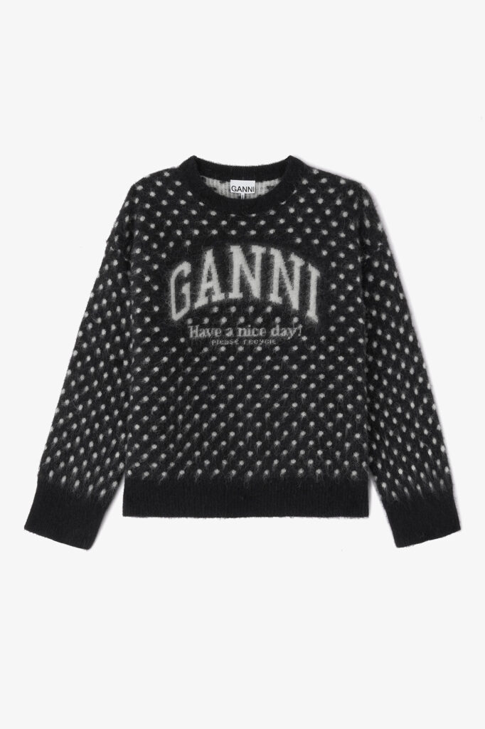 Ganni Heavy Brushed Alpaca Oversized Sweater in Black