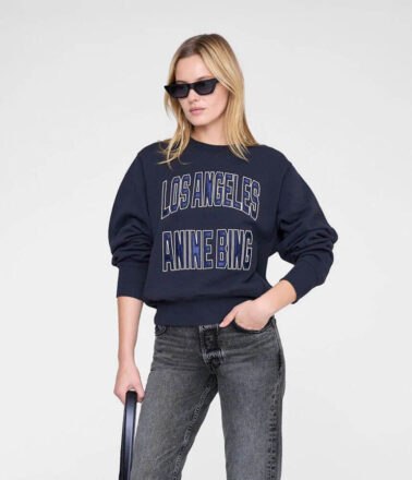 Anine Bing Johnny Cropped Tee in Washed Black