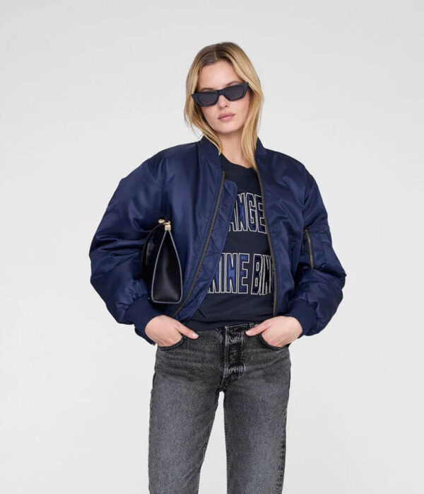 Anine Bing Johnny Cropped Tee in Washed Black