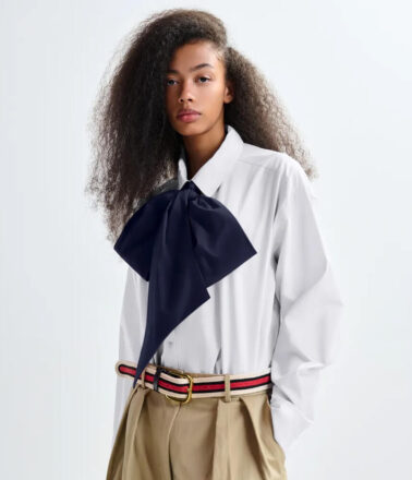 Essentiel Antwerp Jambers Pussy Bow Collar Shirt in Bright Sky