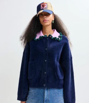 Essentiel Antwerp Jardener Knitted Cardigan in Dark Night