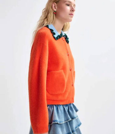 Essentiel Antwerp Jardener Knitted Cardigan in Nectarine