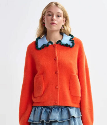 Essentiel Antwerp Jardener Knitted Cardigan in Nectarine