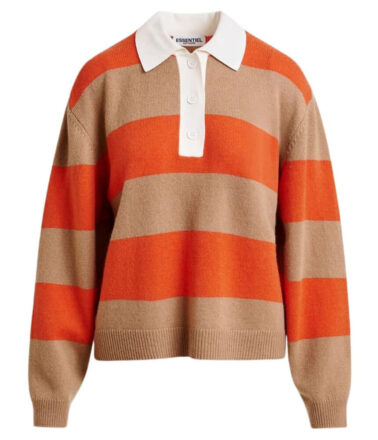 Essentiel Antwerp Jarn Knitted Polo in Nectarine