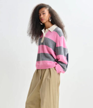 Essentiel Antwerp Jarn  Knitted Polo in Pinky Sugar