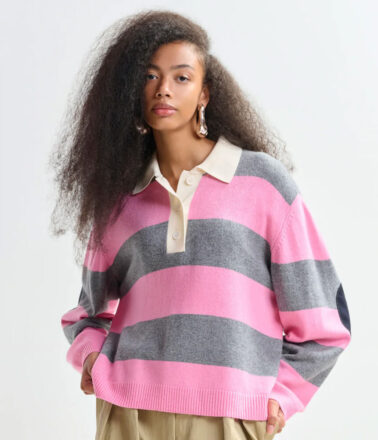 Essentiel Antwerp Jarn  Knitted Polo in Pinky Sugar