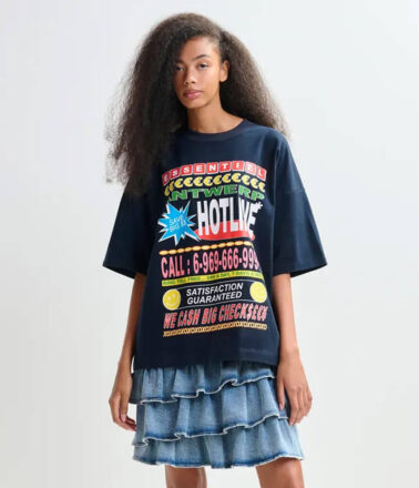 Essentiel Antwerp Joggan Printed T Shirt in Dark Night