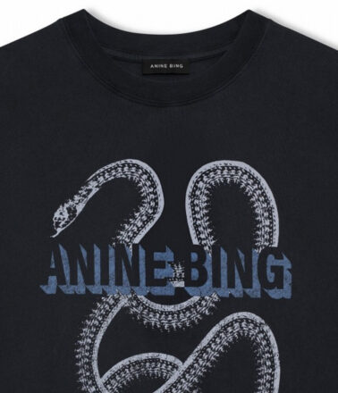 Anine Bing Lili Snake Tee in Washed Black