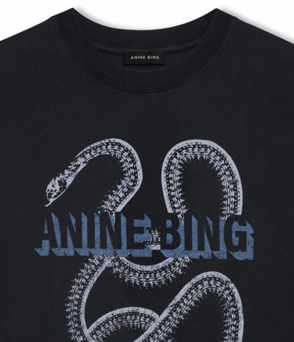 Anine Bing Lili Snake Tee in Washed Black