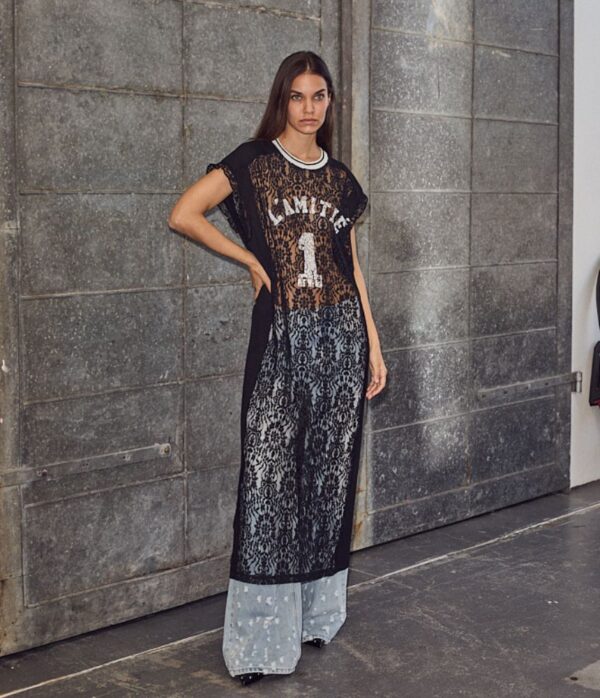 Haute L’amitié Lace Football Frill Dress in Black