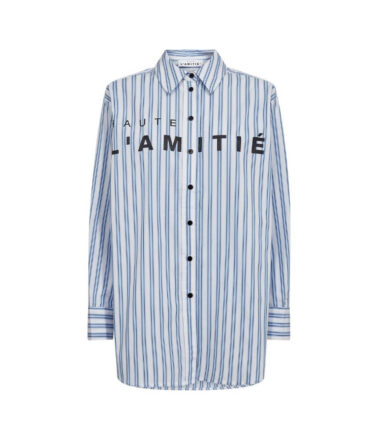 Haute L’Amitié Boy Stripe Logo Shirt in White Blue