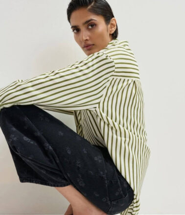 Essentiel Antwerp Janna Shirt with Bib in Spirulina Green