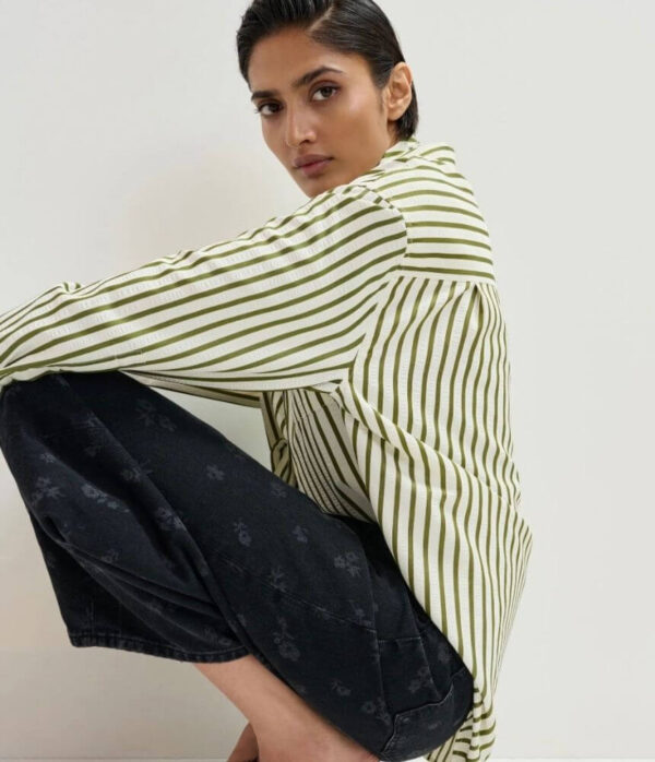 Essentiel Antwerp Janna Shirt with Bib in Spirulina Green