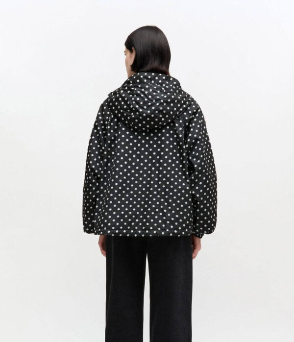 Ganni Stretch Cotton Mini Strap Dress with Frills in Black