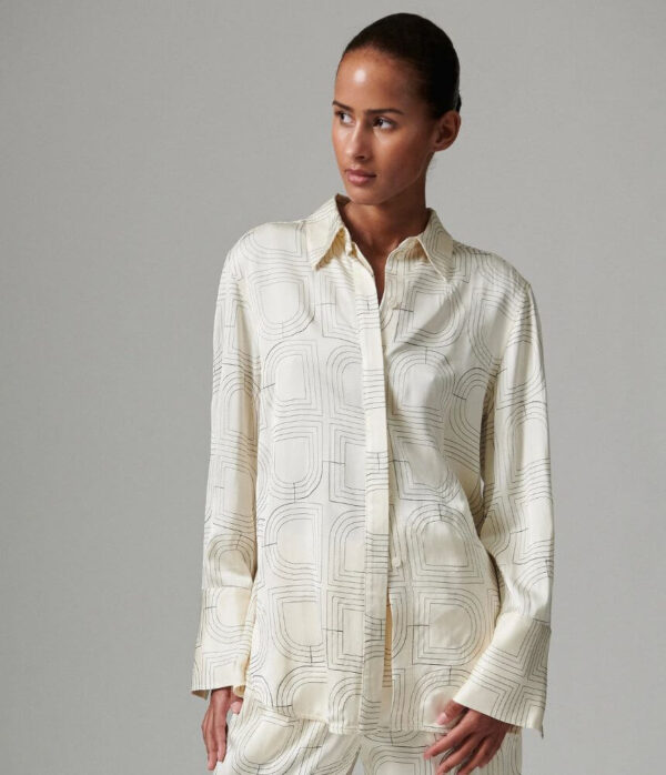 Day Birger Plyma Fluid Viscose Stitch Top in Jet Stream