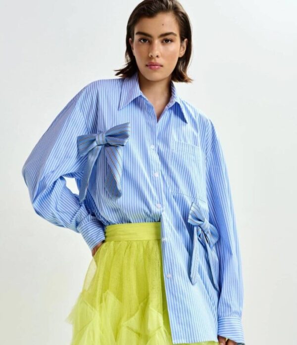 Essentiel Antwerp Jiwi Shirt with Bowties in Nile Blue