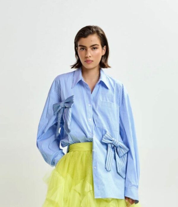 Essentiel Antwerp Jiwi Shirt with Bowties in Nile Blue