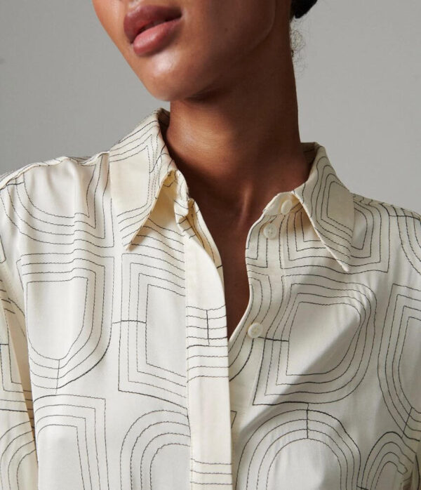 Day Birger Plyma Fluid Viscose Stitch Top in Jet Stream