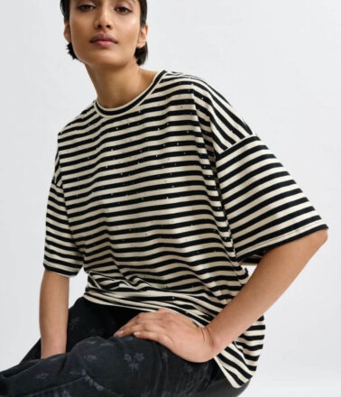 Essentiel Antwerp Joste Striped T-Shirt in Off White