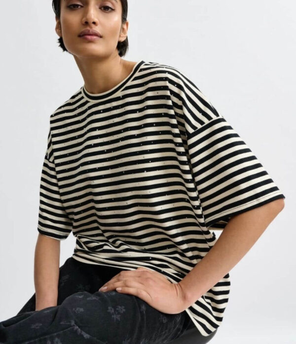 Essentiel Antwerp Joste Striped T-Shirt in Off White