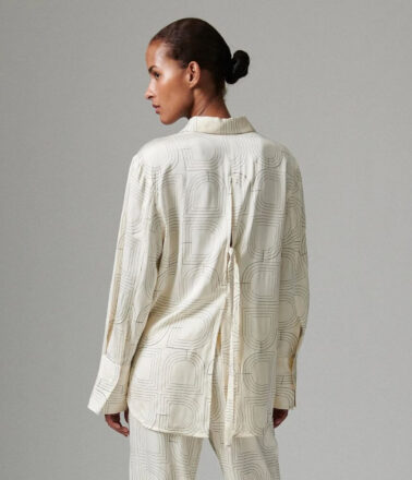 Day Birger Plyma Fluid Viscose Stitch Top in Jet Stream