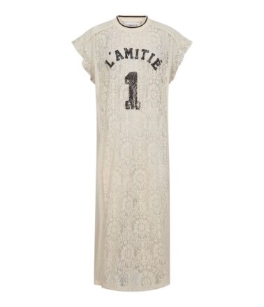 Haute L’amitié Lace Football Frill Dress in Pearl