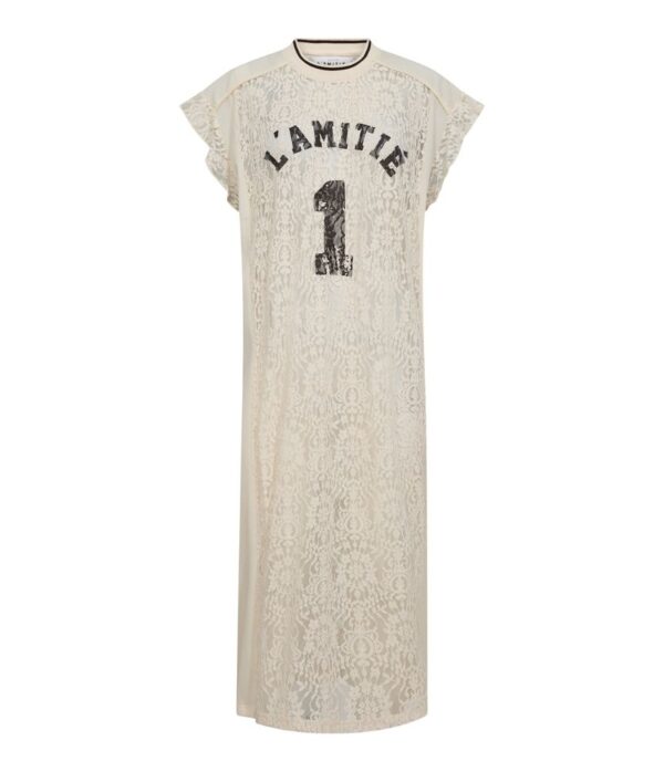 Haute L’amitié Lace Football Frill Dress in Pearl