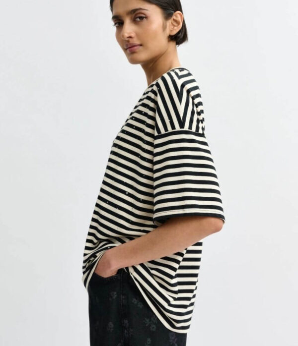 Essentiel Antwerp Joste Striped T-Shirt in Off White
