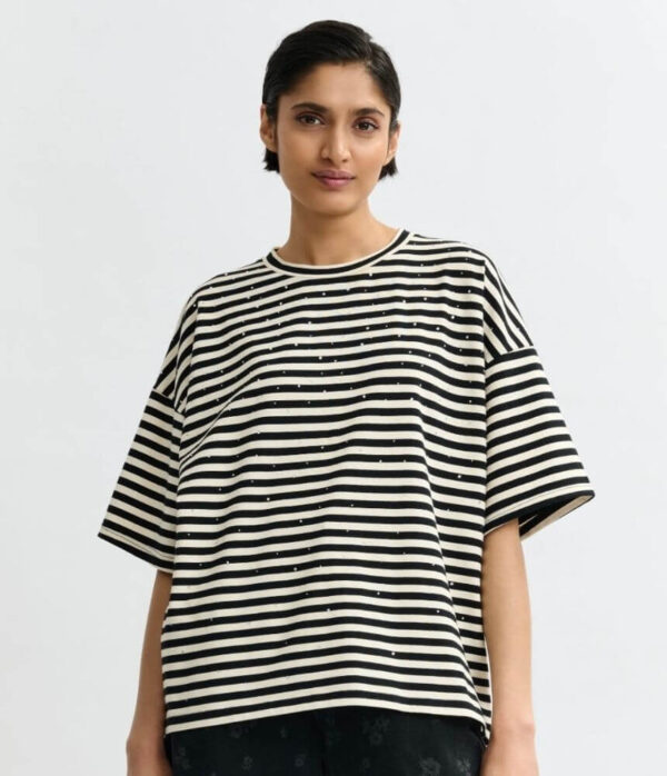 Essentiel Antwerp Joste Striped T-Shirt in Off White