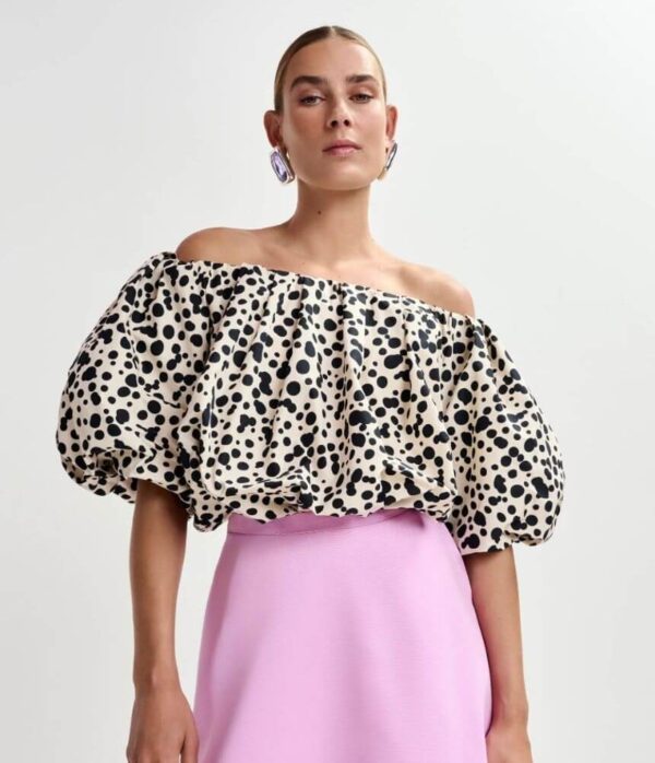 Essentiel Antwerp Jint Puffy Top with Bodysuit in Off White