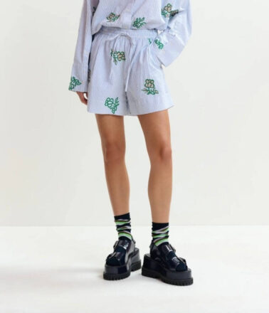 Essentiel Antwerp Juste Embroidered Mini Short in Off White