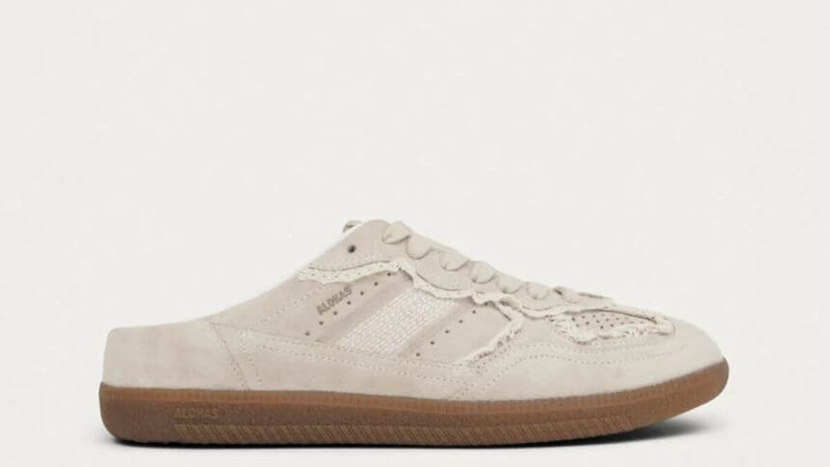 Alohas Tb. 490 Mule Crochet Cream Leather Sneakers - Black White Denim