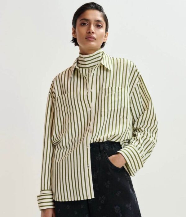 Essentiel Antwerp Janna Shirt with Bib in Spirulina Green