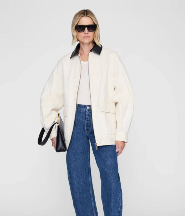 Anine Bing Small Signature Link Belt in Black Pebbled