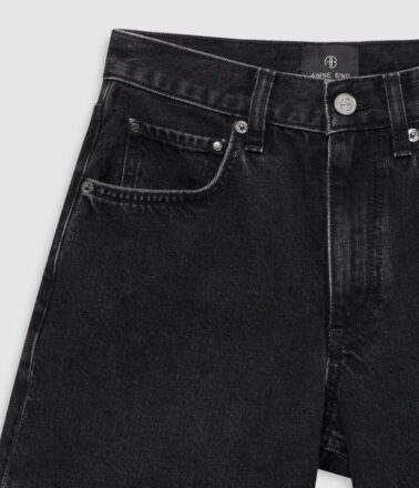 Anine Bing Small Signature Link Belt in Black Pebbled