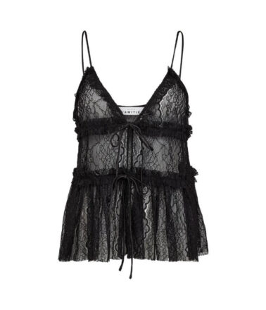 Haute L’Amitié Lace Tie Top in Black