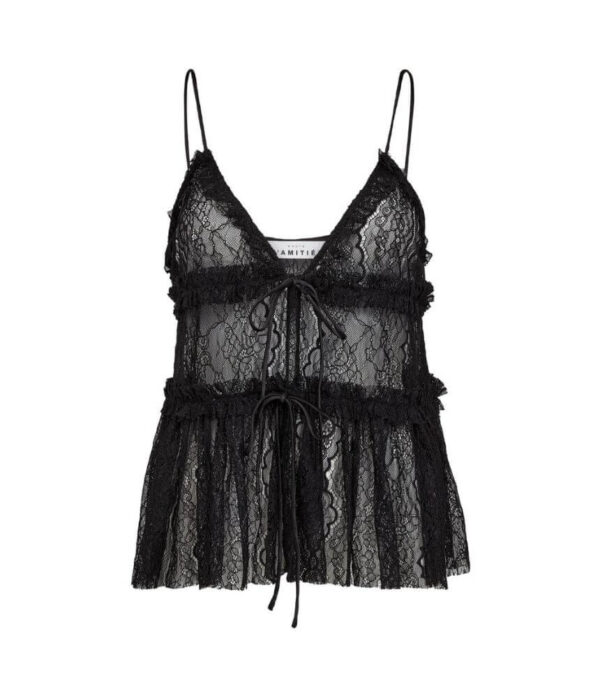 Haute L’Amitié Lace Tie Top in Black