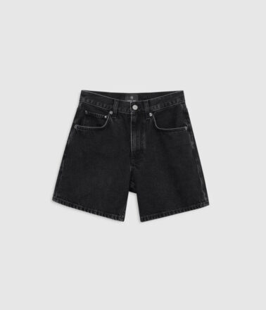 Anine Bing Small Signature Link Belt in Black Pebbled