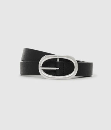 Anine Bing Small Signature Link Belt in Black Pebbled