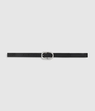 Anine Bing Small Signature Link Belt in Black Pebbled