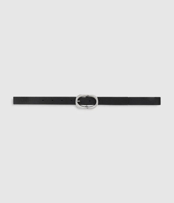 Anine Bing Small Signature Link Belt in Black Pebbled