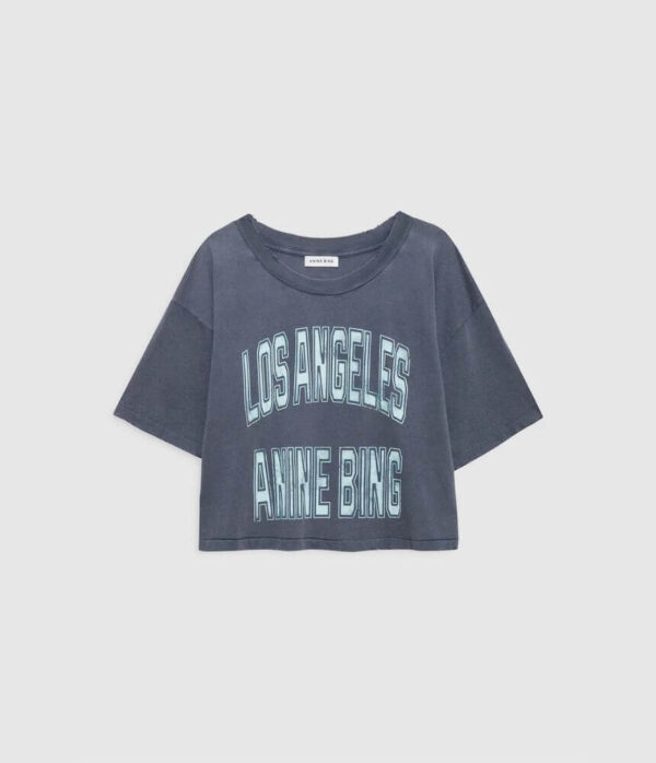 Anine Bing Small Signature Link Belt in Black Pebbled