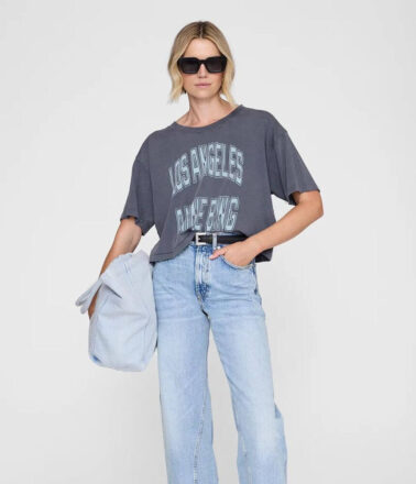 Anine Bing Small Signature Link Belt in Black Pebbled