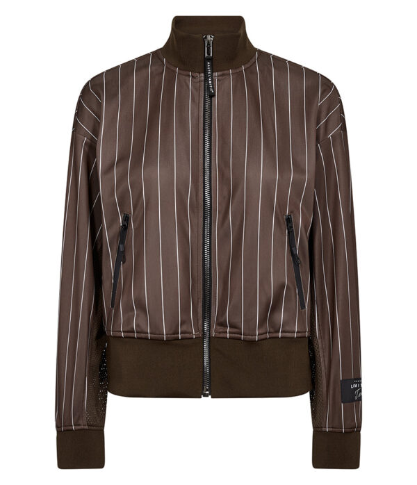 Haute L’Amitie Pin Stripe Zip Sweat in Mocca