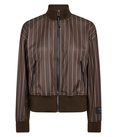 Haute L’Amitie Pin Stripe Zip Sweat in Mocca