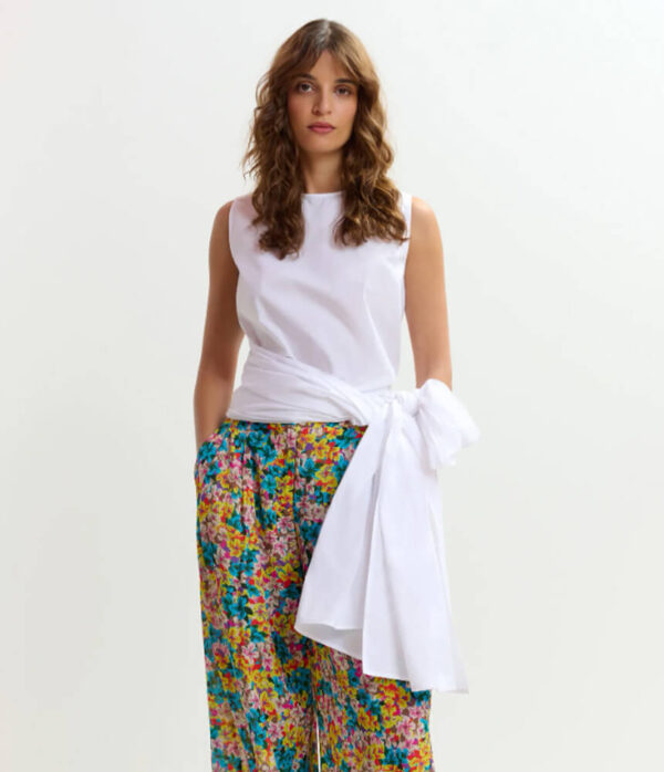 Essentiel Antwerp Jelani Sleeveless Bow Top in White